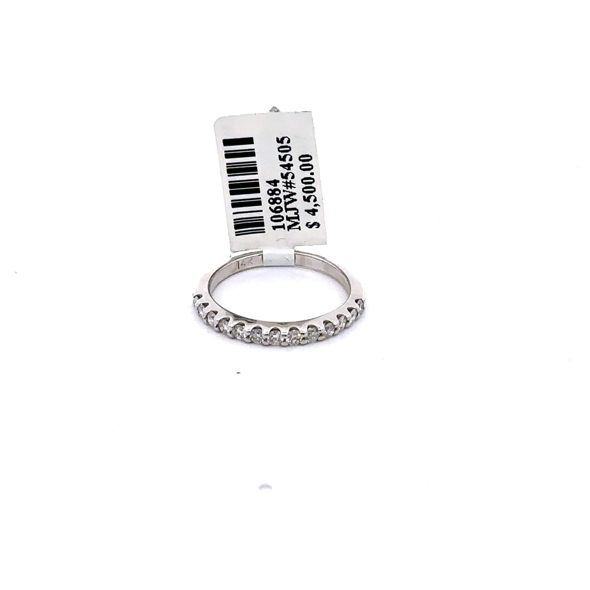 14k White Gold 0.60 CT Diamond Ladies Wedding Band, 2.2G, Size 7,  S106884