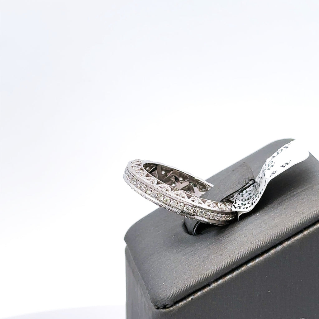 14k White Gold1.85 CT Diamond Ladies Wedding Band, 3.8G, Size 6.75,  S100641