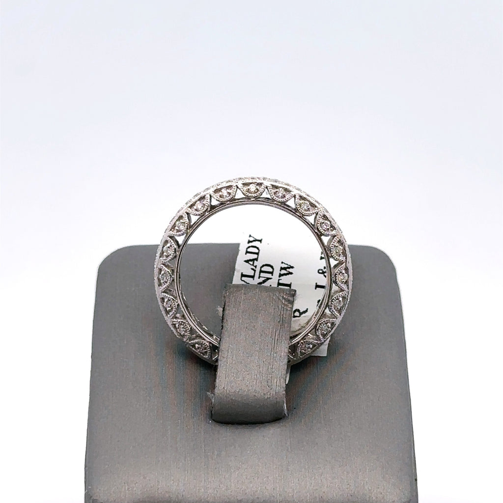 14k White Gold1.85 CT Diamond Ladies Wedding Band, 3.8G, Size 6.75,  S100641