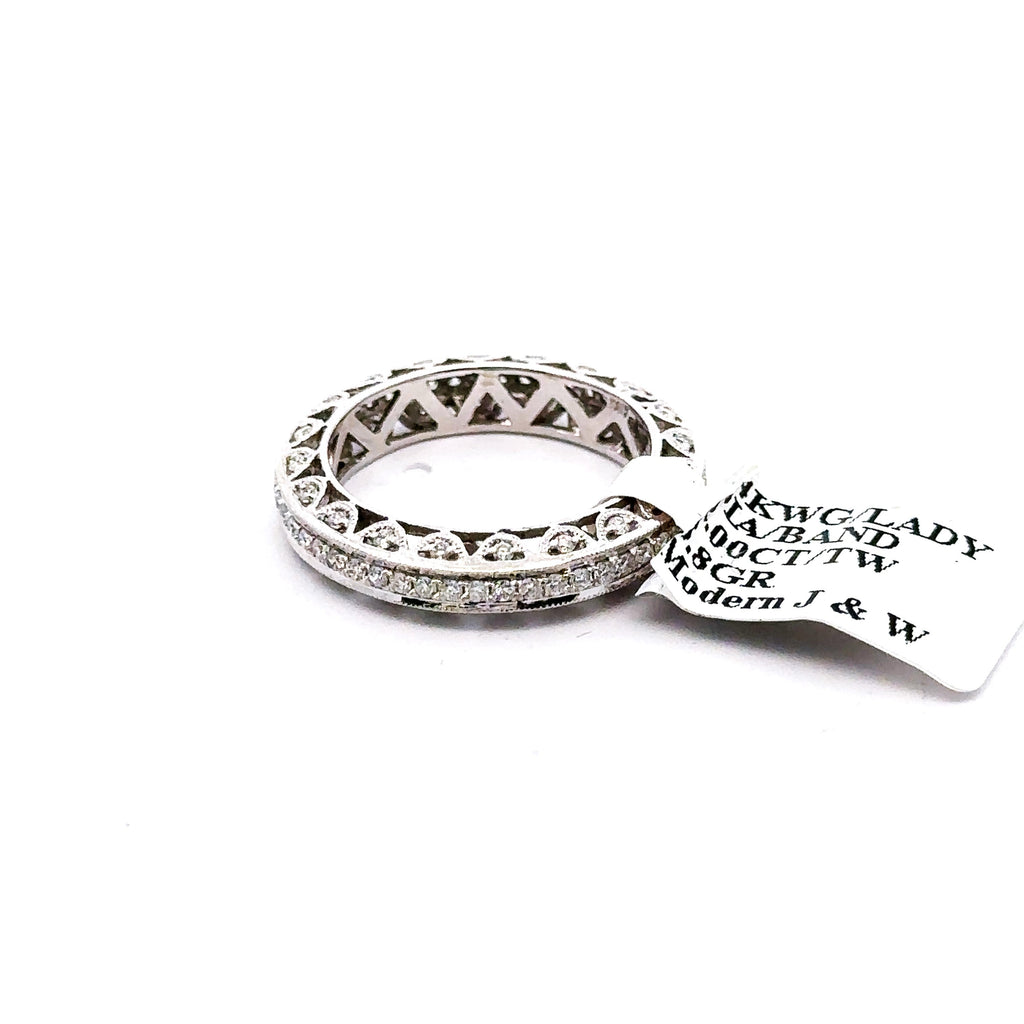 14k White Gold1.85 CT Diamond Ladies Wedding Band, 3.8G, Size 6.75,  S100641