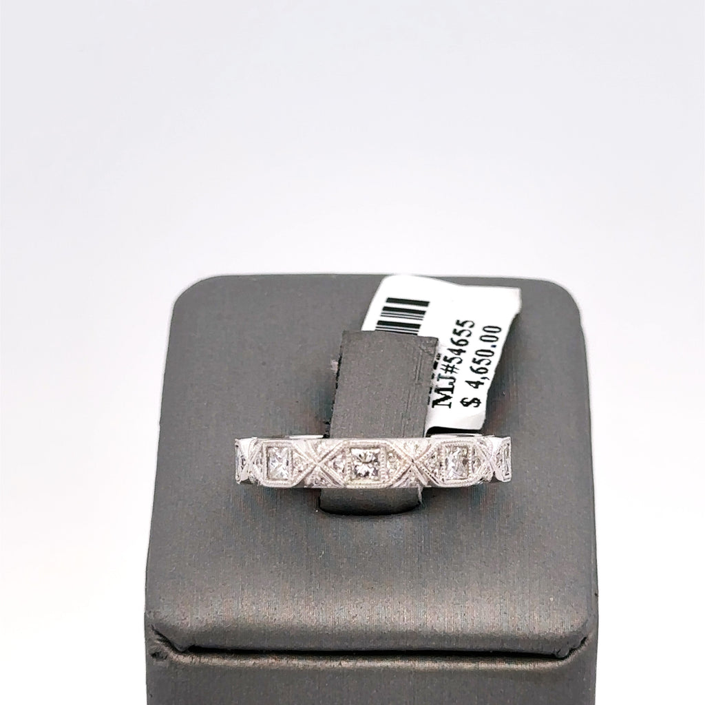 14k White Gold .85 CT Diamond Ladies Wedding Band, 4.6G, Size 6.75,  S12622