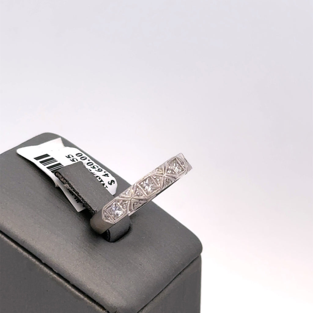 14k White Gold .85 CT Diamond Ladies Wedding Band, 4.6G, Size 6.75,  S12622