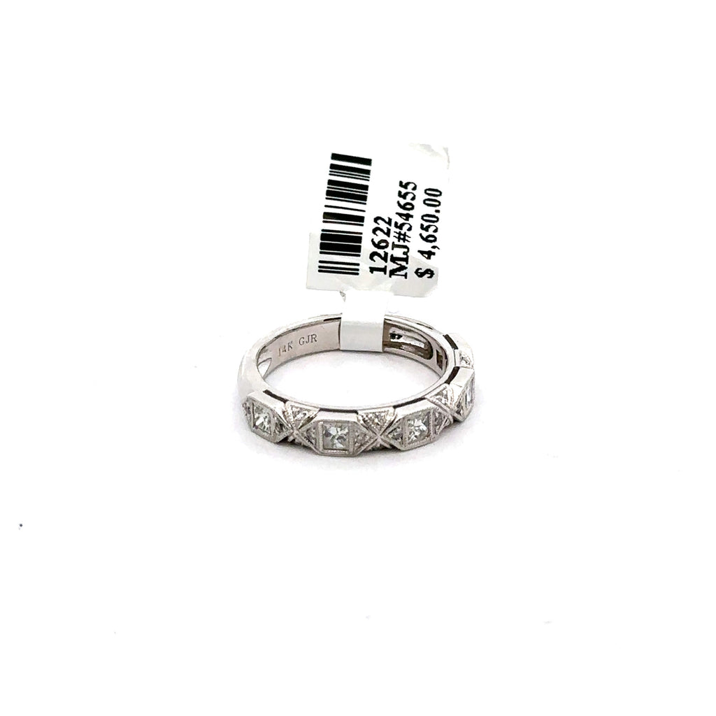 14k White Gold .85 CT Diamond Ladies Wedding Band, 4.6G, Size 6.75,  S12622