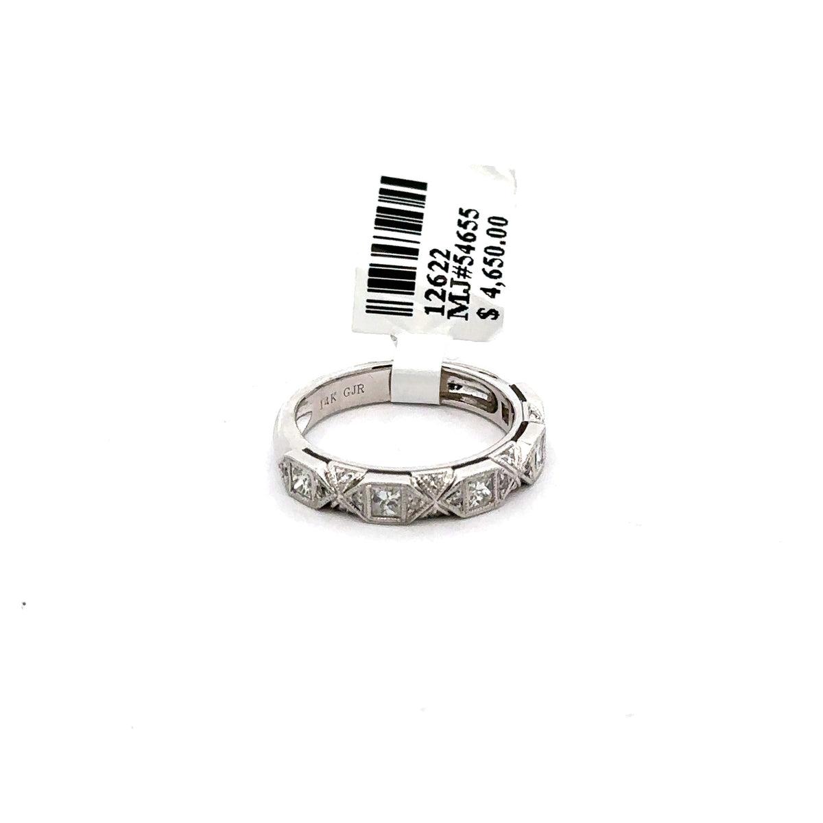 14k White Gold .85 CT Diamond Ladies Wedding Band, 4.6G, Size 6.75,  S12622
