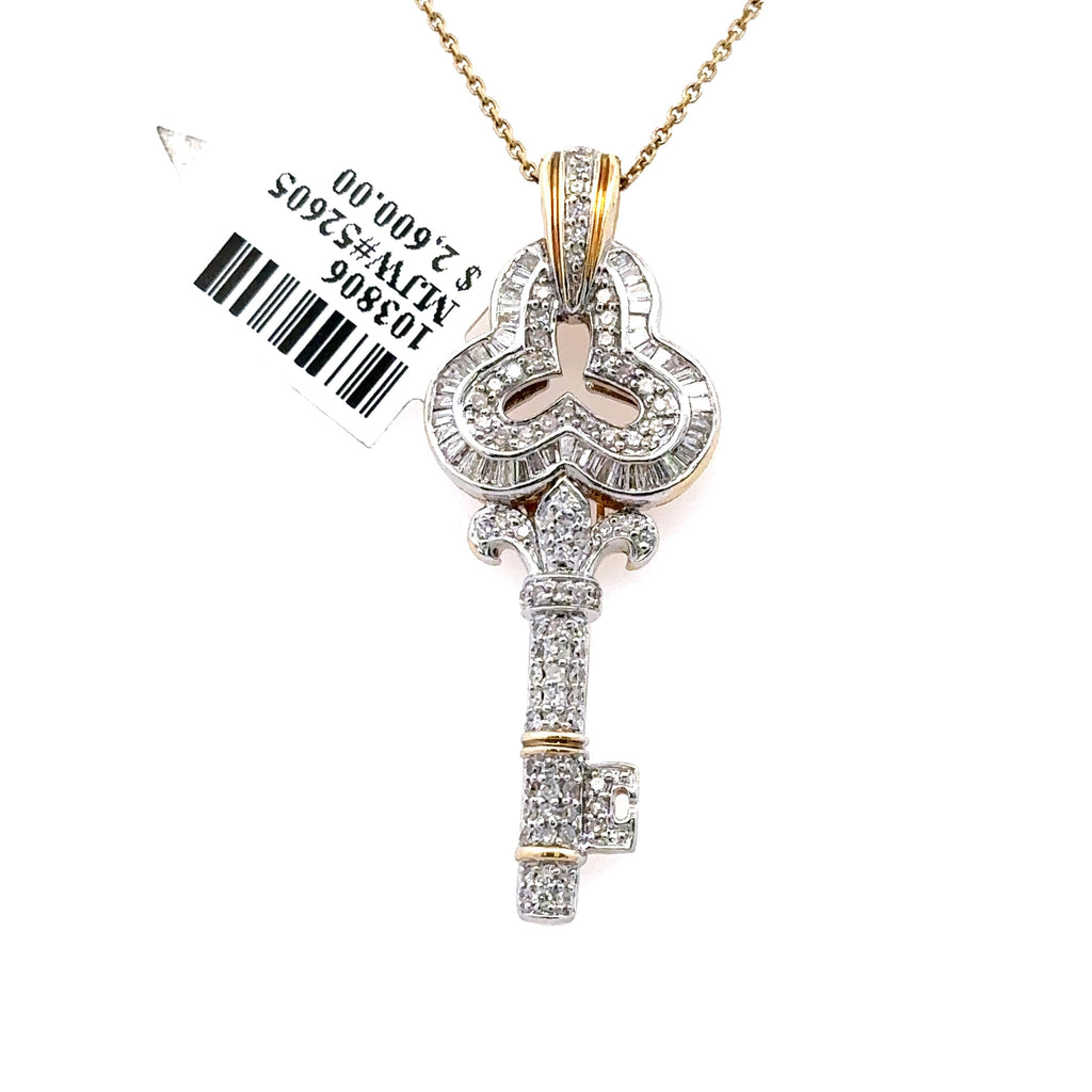 14k Yellow Gold 0.85 CT Diamond key Pendant , 5.9gm, S103806