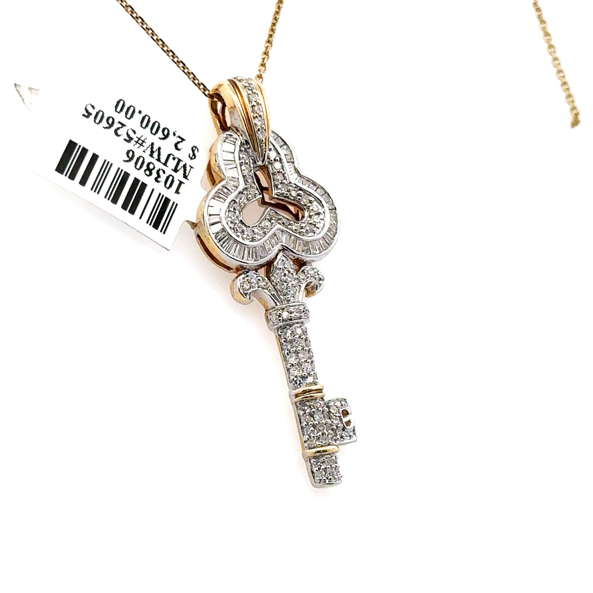 14k Yellow Gold 0.85 CT Diamond key Pendant , 5.9gm, S103806