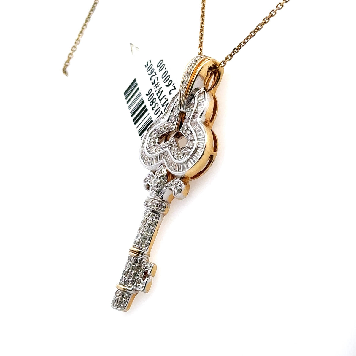14k Yellow Gold 0.85 CT Diamond key Pendant , 5.9gm, S103806