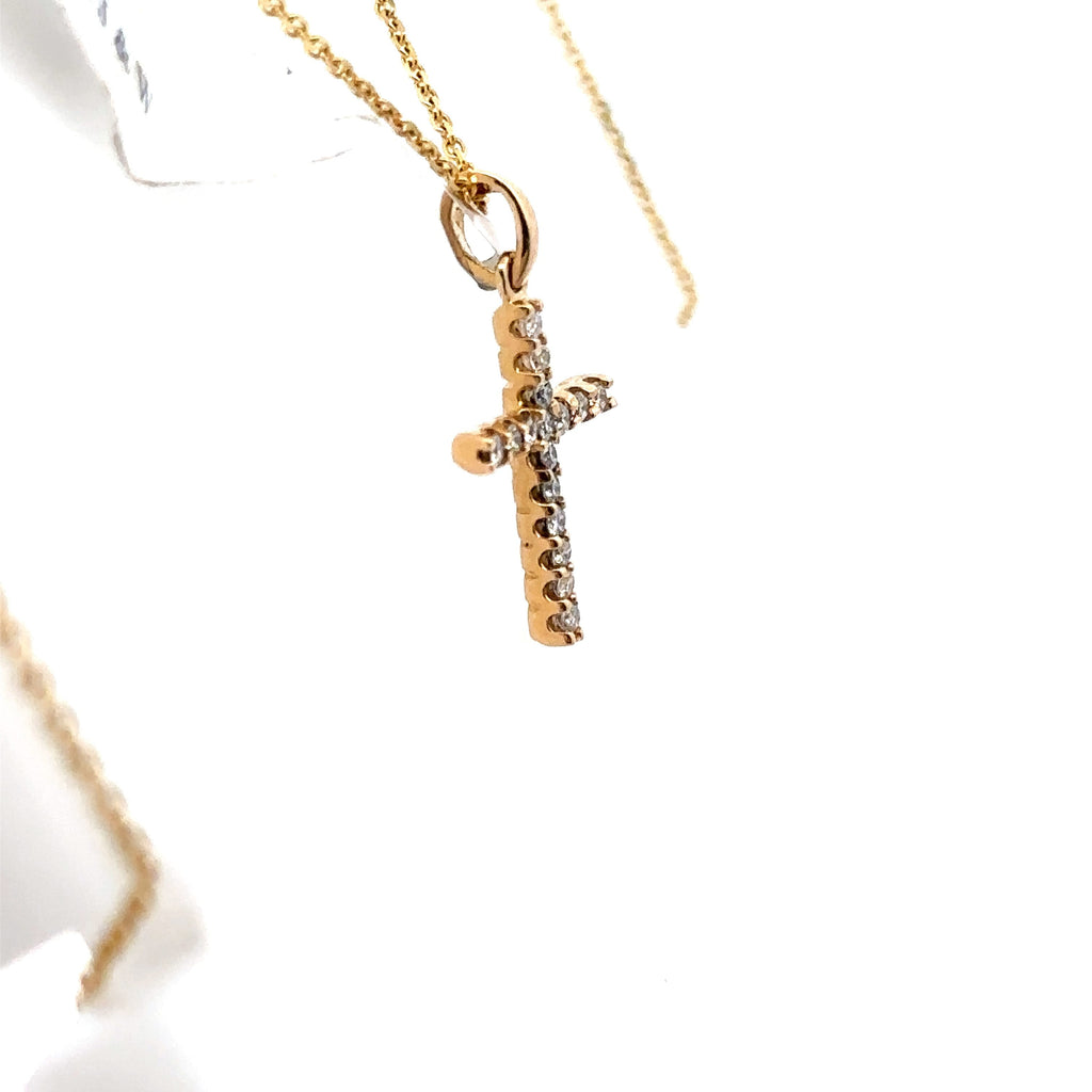 14k Yellow Gold 0.20 CT Diamond Cross Pendant 1.2gm, S107856