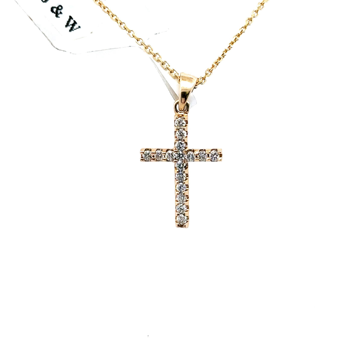14k Yellow Gold 0.20 CT Diamond Cross Pendant 1.2gm, S107856
