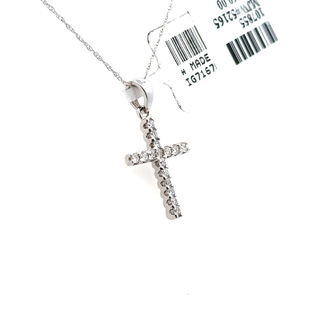 14k White Gold 0.20 CT Diamond Cross Pendant, 1.2gm, S107855