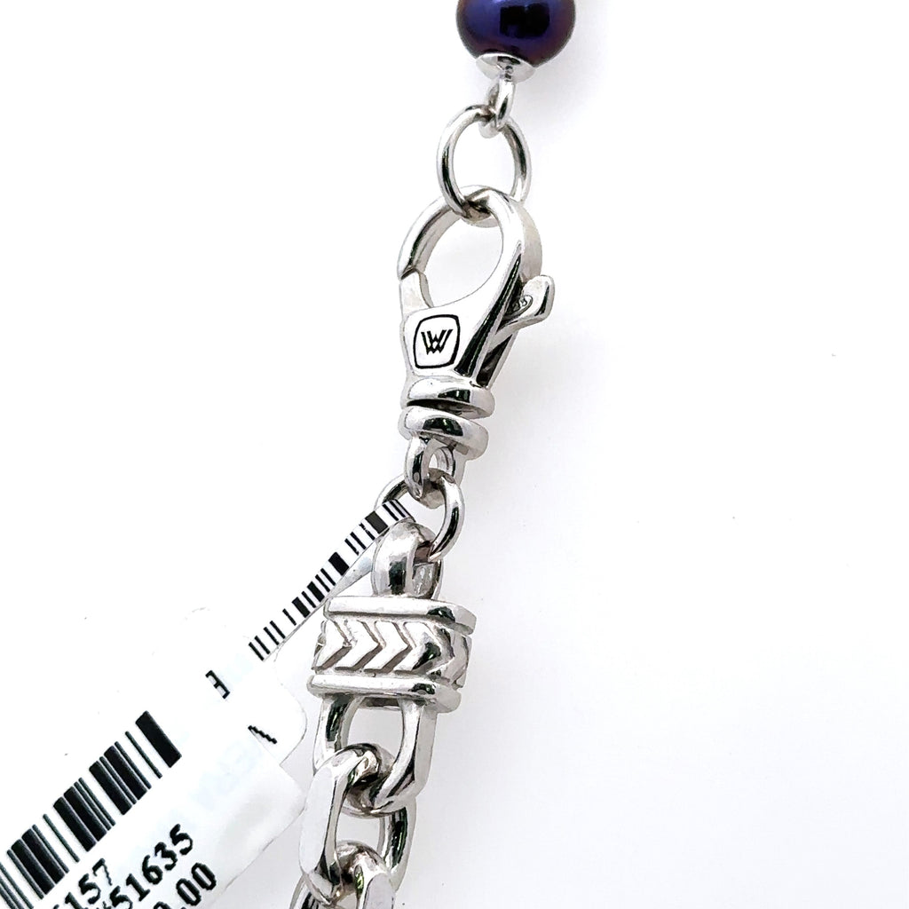 Vera Wang Silver & Black Pearl necklace, 20", 50.3gm, S16157