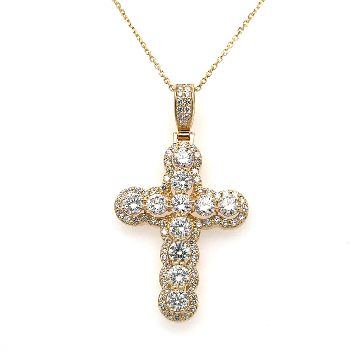 14k Yellow Gold 3.00CT Lab Grown Diamond Cross Pendant, 6.6gm S107999