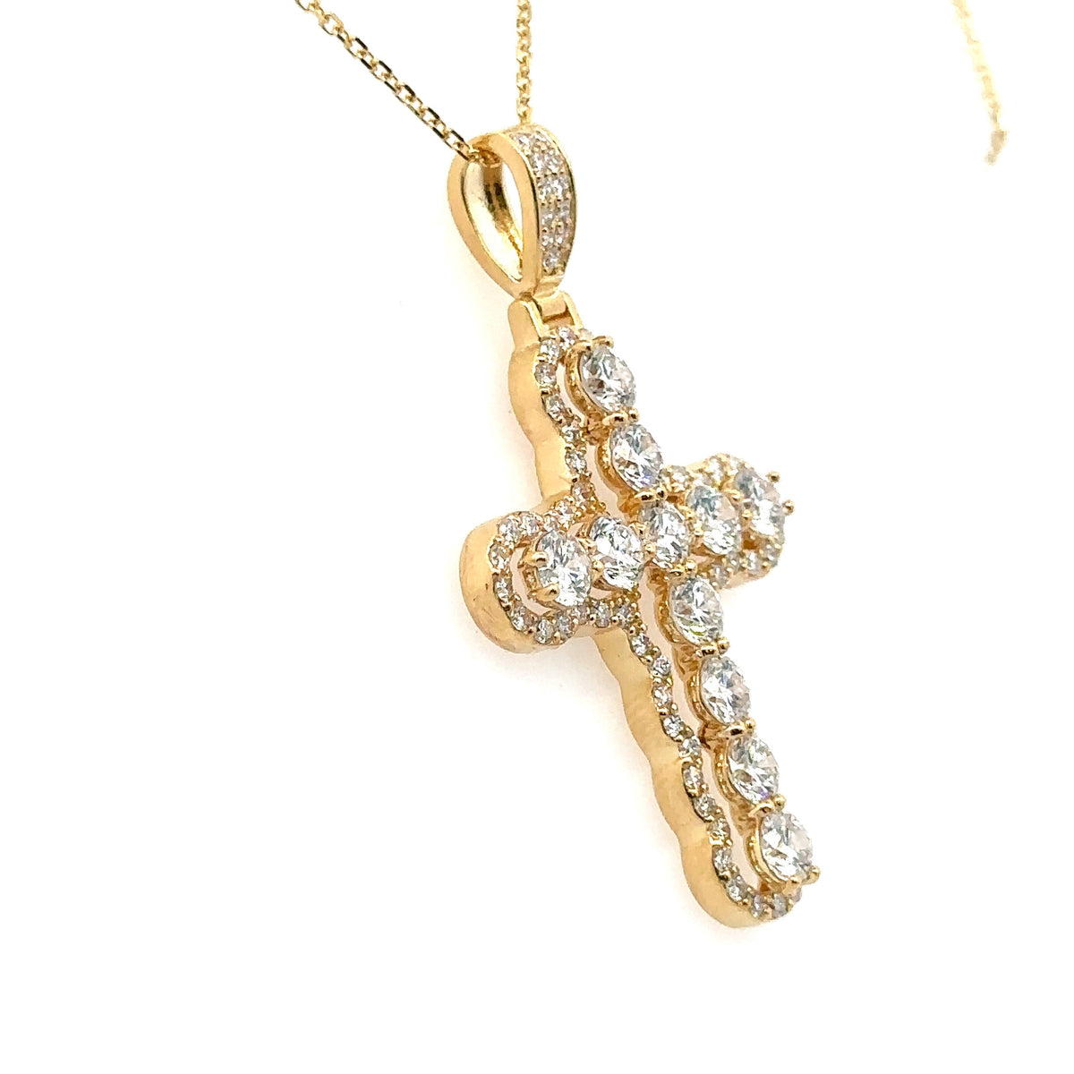 14k Yellow Gold 3.00CT Lab Grown Diamond Cross Pendant, 6.6gm S107999