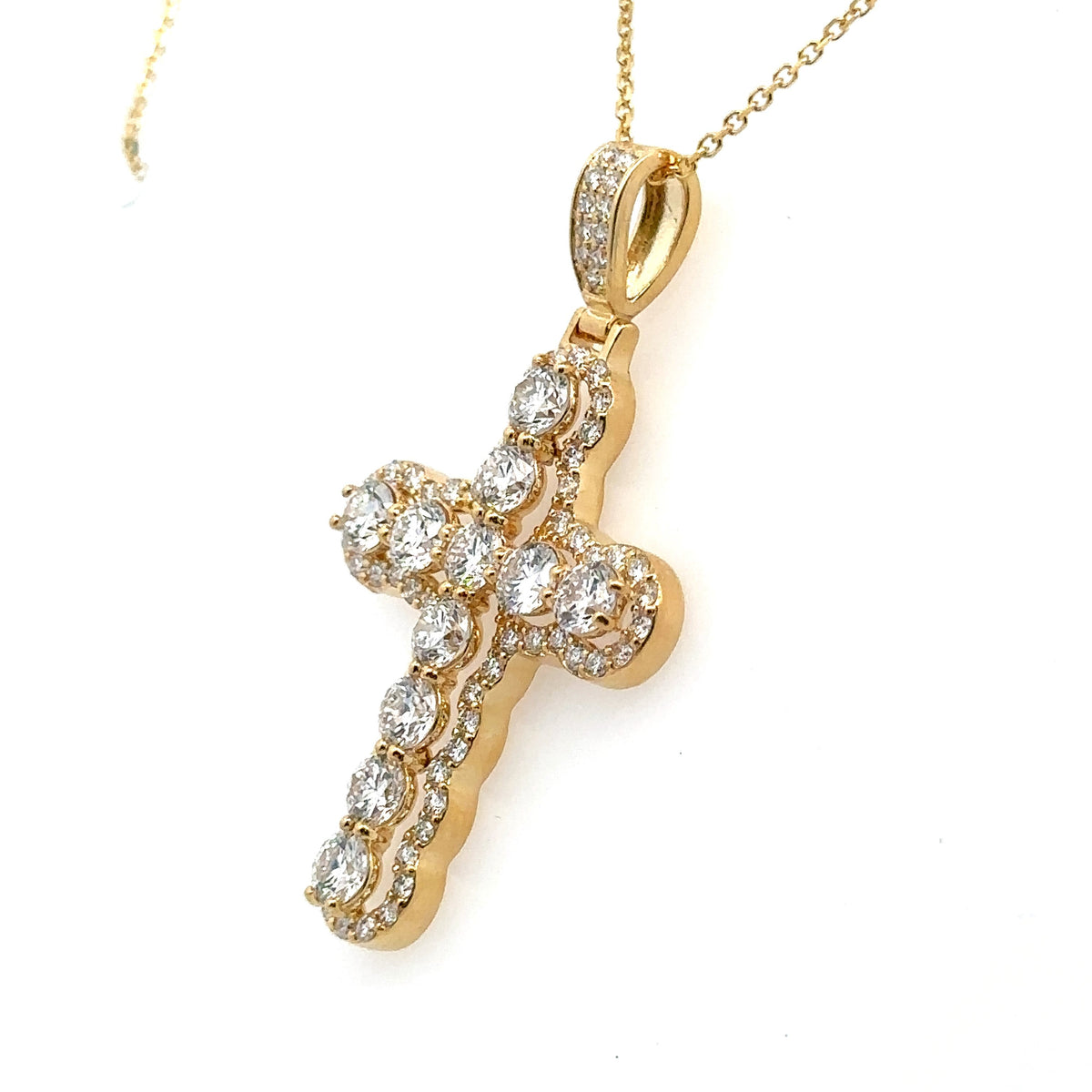 14k Yellow Gold 3.00CT Lab Grown Diamond Cross Pendant, 6.6gm S107999