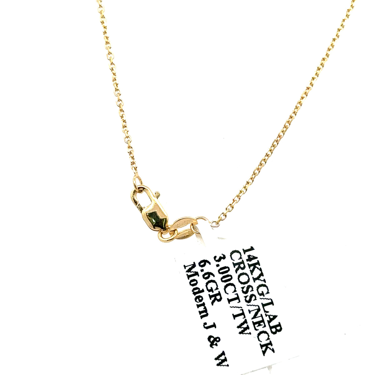 14k Yellow Gold 3.00CT Lab Grown Diamond Cross Pendant, 6.6gm S107999