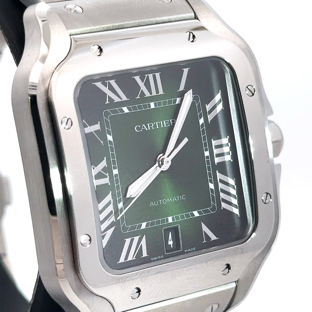 Cartier De Santos Cartier Steel & Green Dial 39.8mm Watch WSSA0062 Pre-Owned 2025