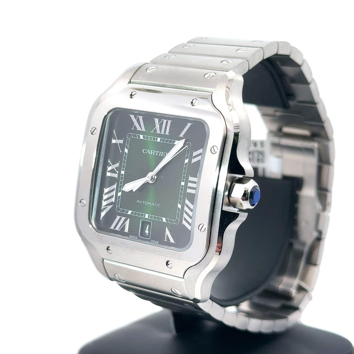 Cartier De Santos Cartier Steel & Green Dial 39.8mm Watch WSSA0062 Pre-Owned 2025