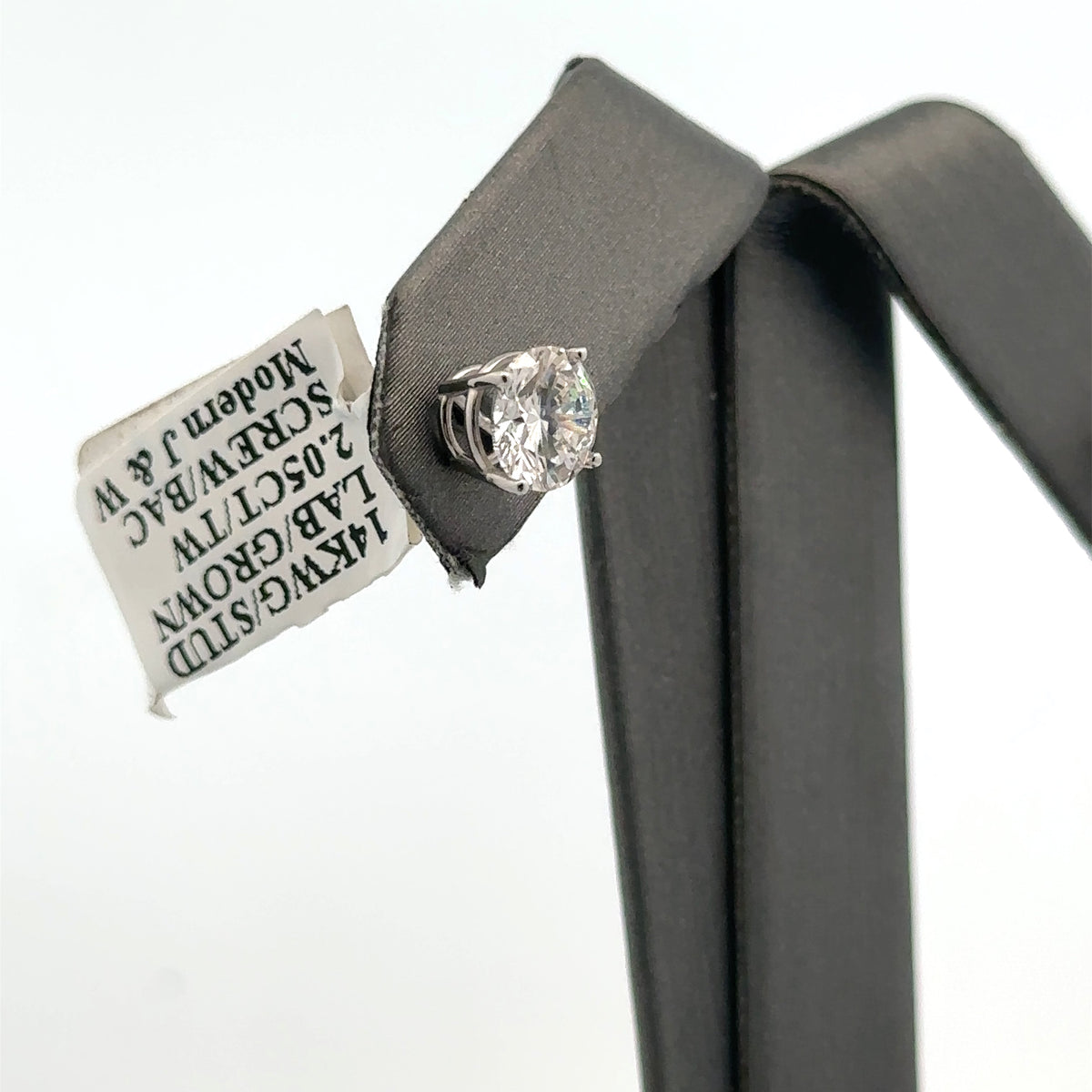 14k White Gold 2.05CT Lab-Grown Diamond Stud Earrings, Screw Back S107958