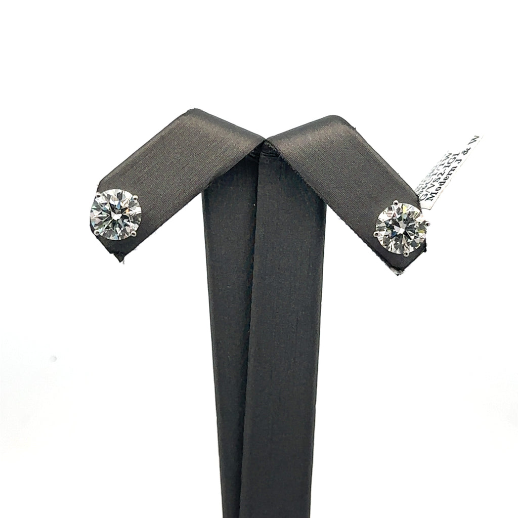 14k White Gold 4.06CT Lab-Grown Diamond Stud Earrings, Friction Back S107962