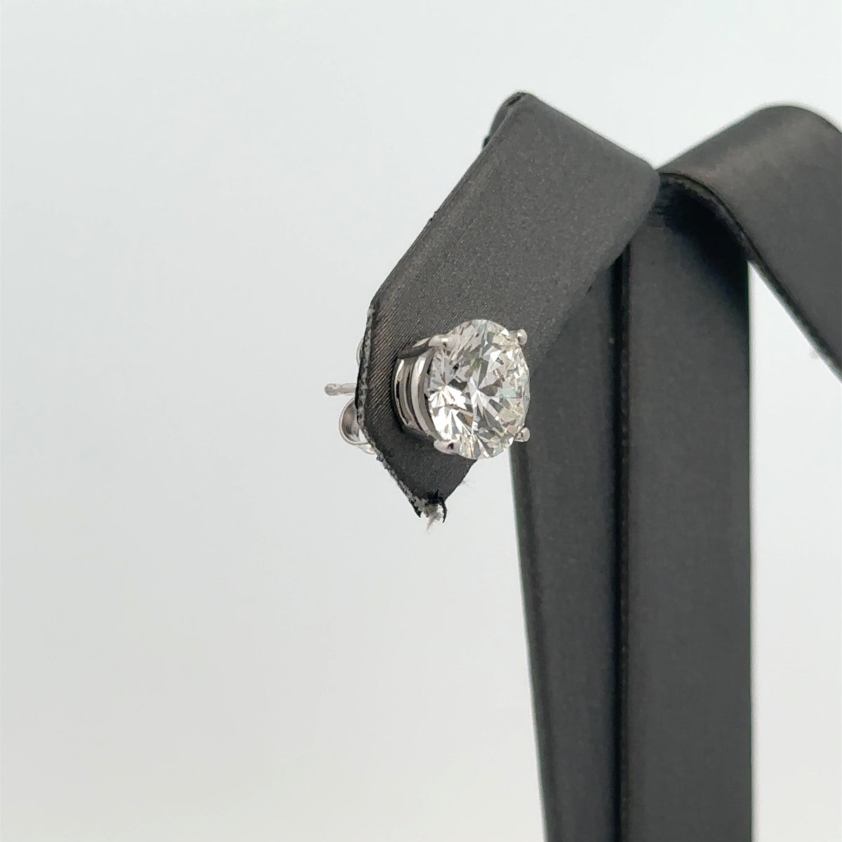 14k White Gold 4.06CT Lab-Grown Diamond Stud Earrings, Friction Back S107962