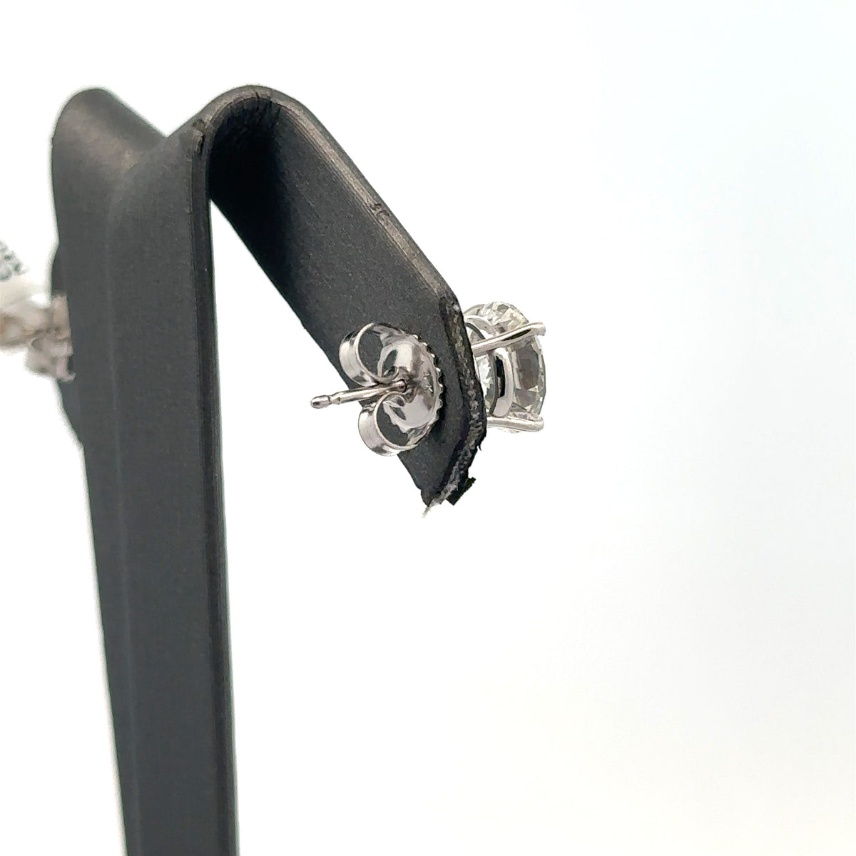 14k White Gold 4.06CT Lab-Grown Diamond Stud Earrings, Friction Back S107962