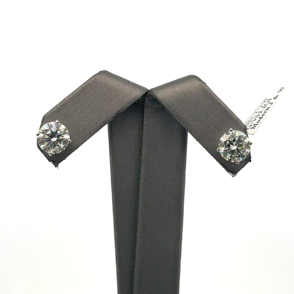 14k White Gold 4.06CT Lab-Grown Diamond Stud Earrings, Friction Back S107962