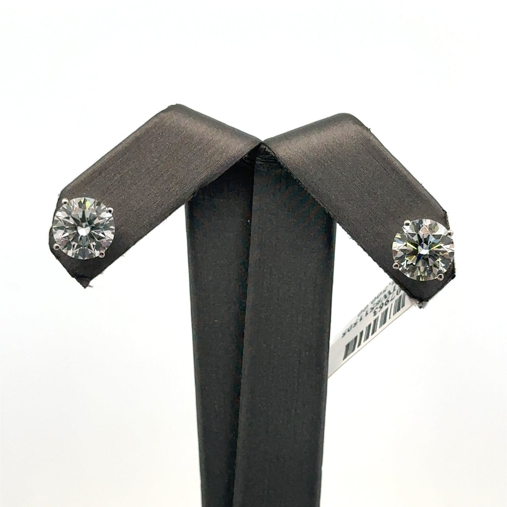 14k White Gold 4.30CT Lab-Grown Diamond Stud Earrings, Friction Back S107963