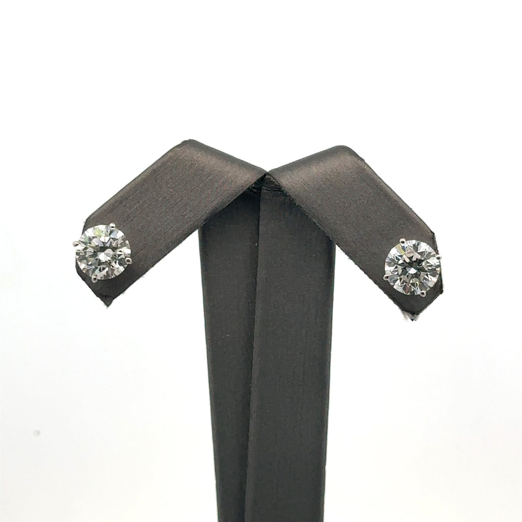 14k White Gold 4.10CT Lab-Grown Diamond Stud Earrings, Friction Back S107964