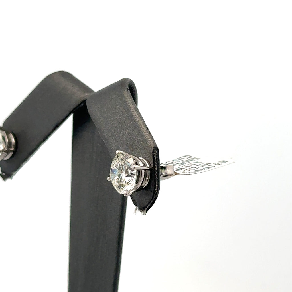 14k White Gold 4.10CT Lab-Grown Diamond Stud Earrings, Friction Back S107964
