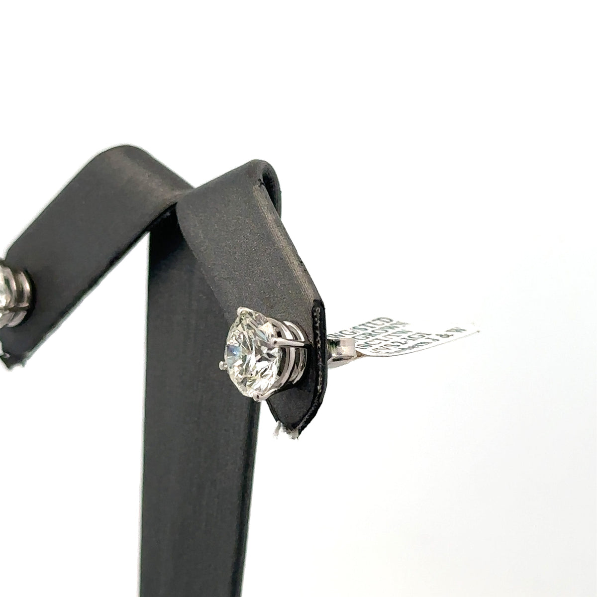14k White Gold 4.10CT Lab-Grown Diamond Stud Earrings, Friction Back S107964