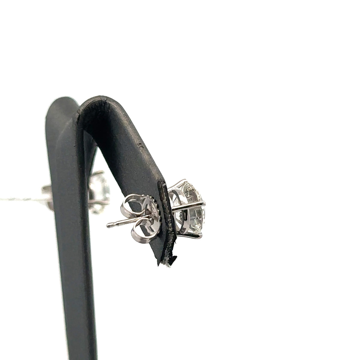 14k White Gold 4.10CT Lab-Grown Diamond Stud Earrings, Friction Back S107964