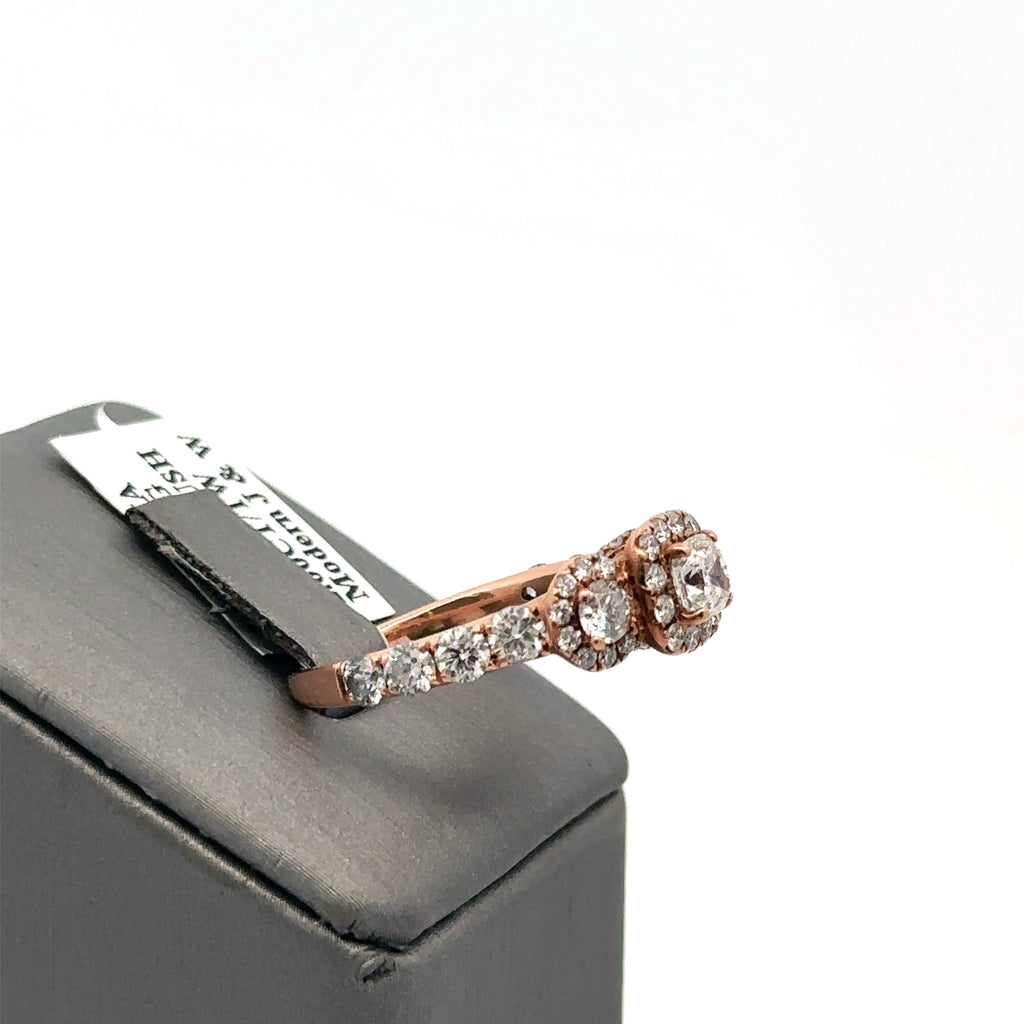 14K Rose Gold 1.85CT Diamond Halo Engagement Ring Set, 4.4G, Size 7, S107673