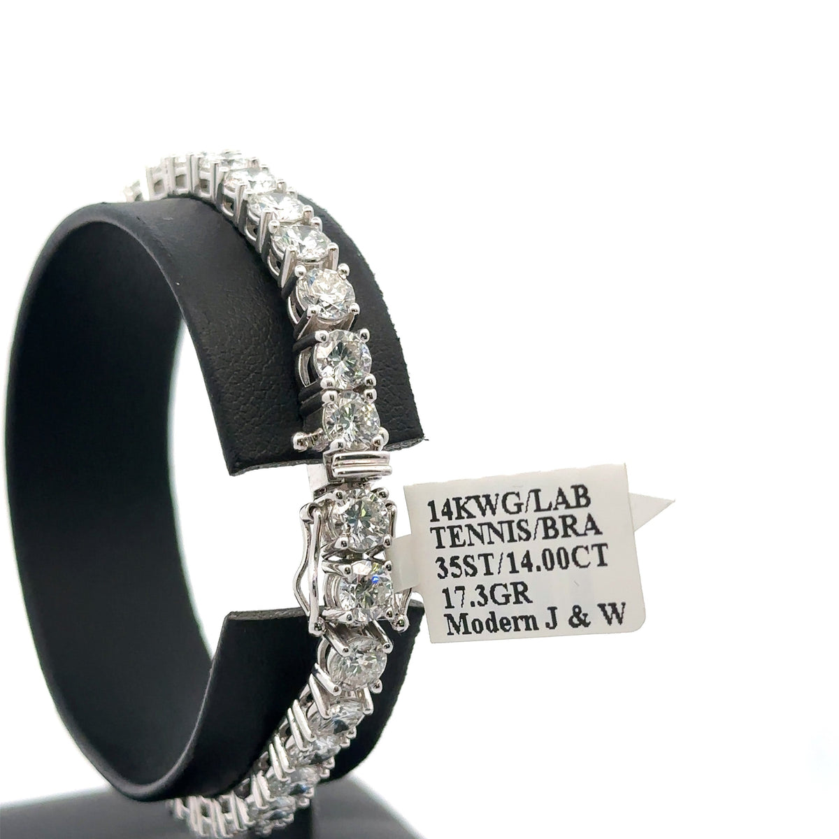 14k White Gold 14.00 CT lab grown Diamond Tennis Bracelet 17.3g, 7", S108010