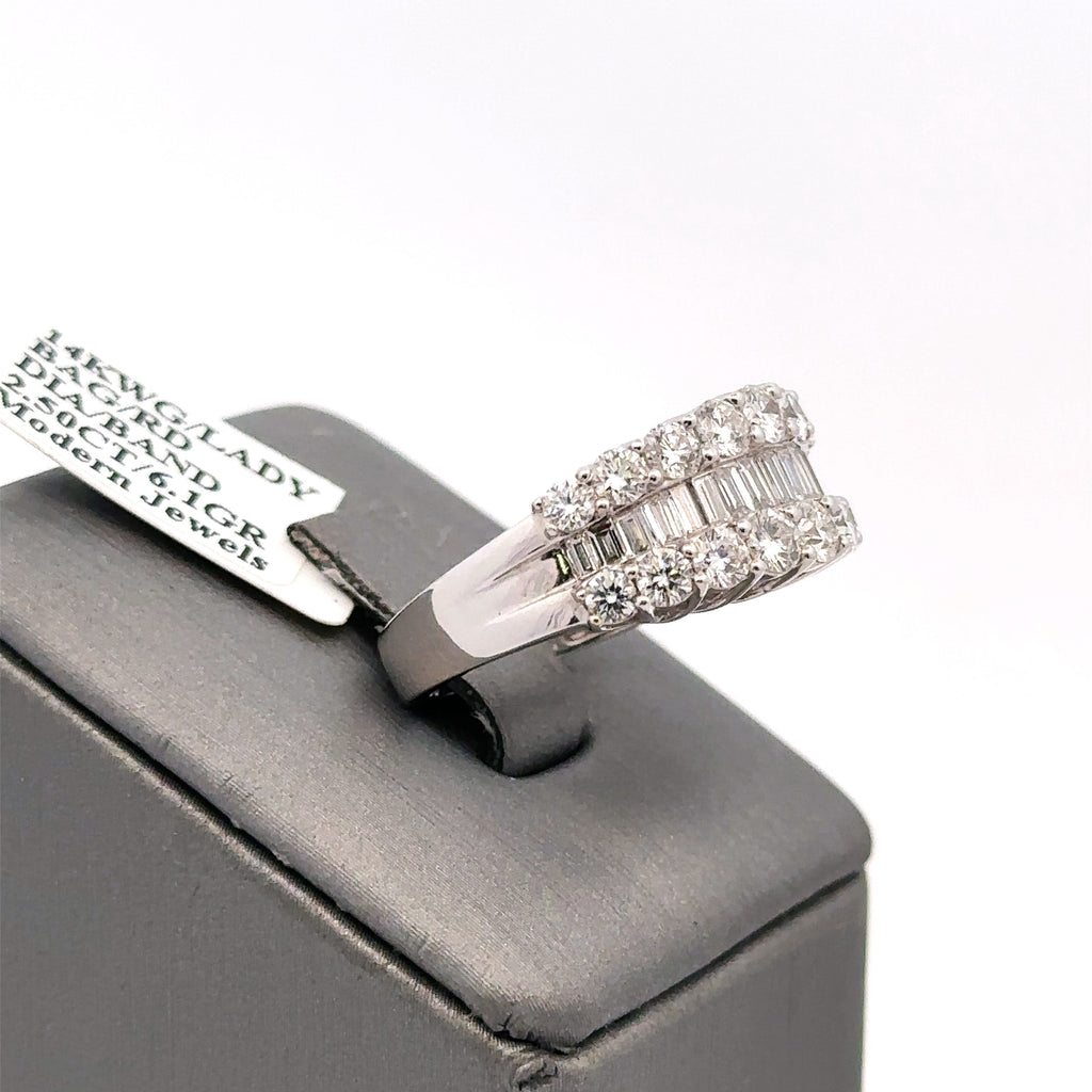 Fancy Ladies 14k White Gold 2.35CT Diamond Band 6.1g Size 7 S16176