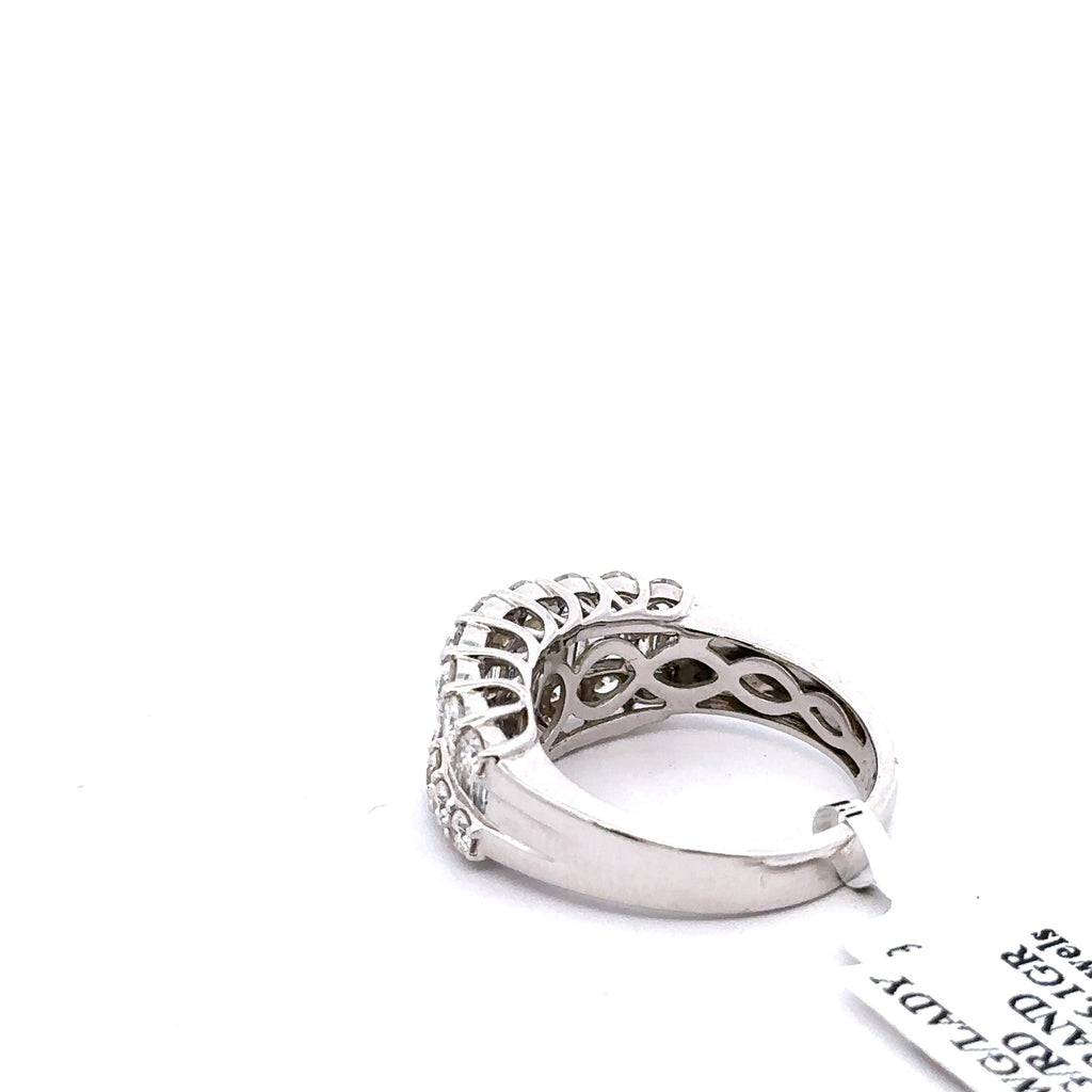Fancy Ladies 14k White Gold 2.35CT Diamond Band 6.1g Size 7 S16176