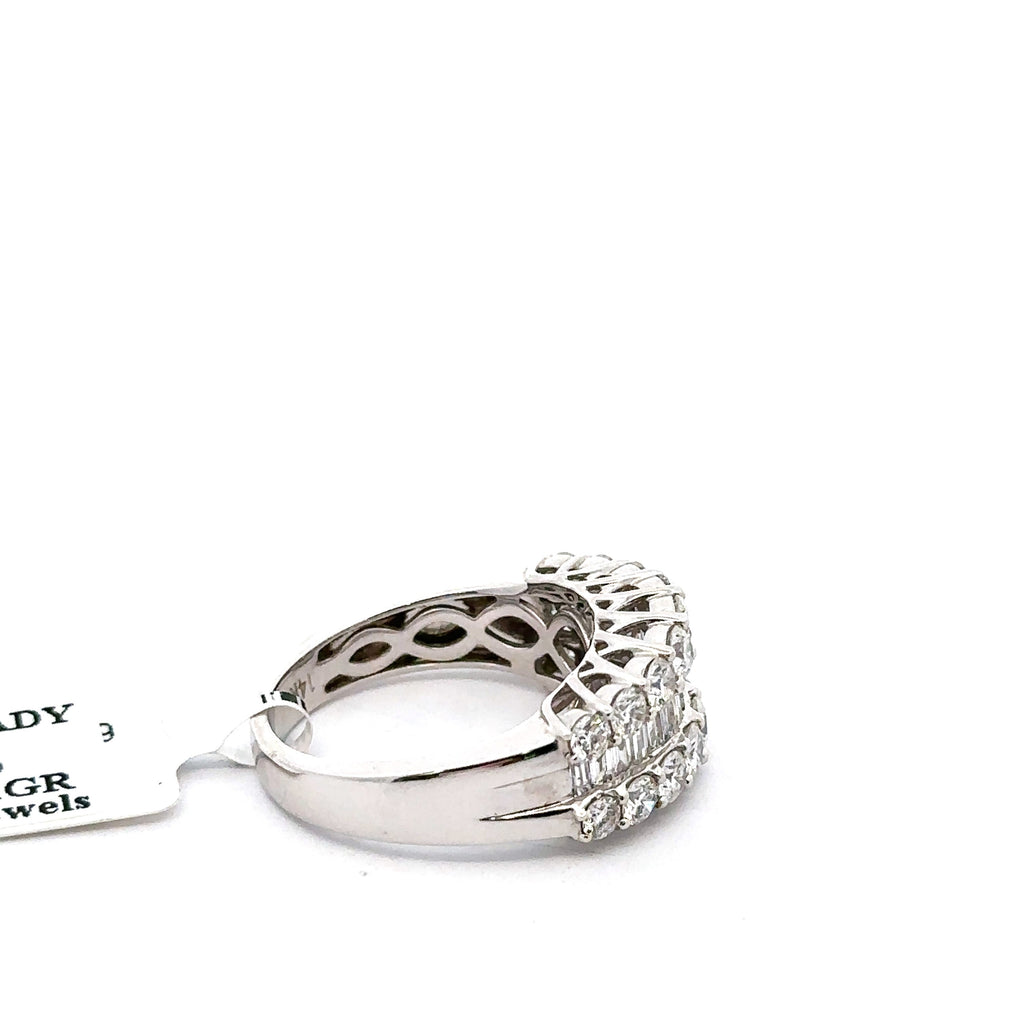Fancy Ladies 14k White Gold 2.35CT Diamond Band 6.1g Size 7 S16176