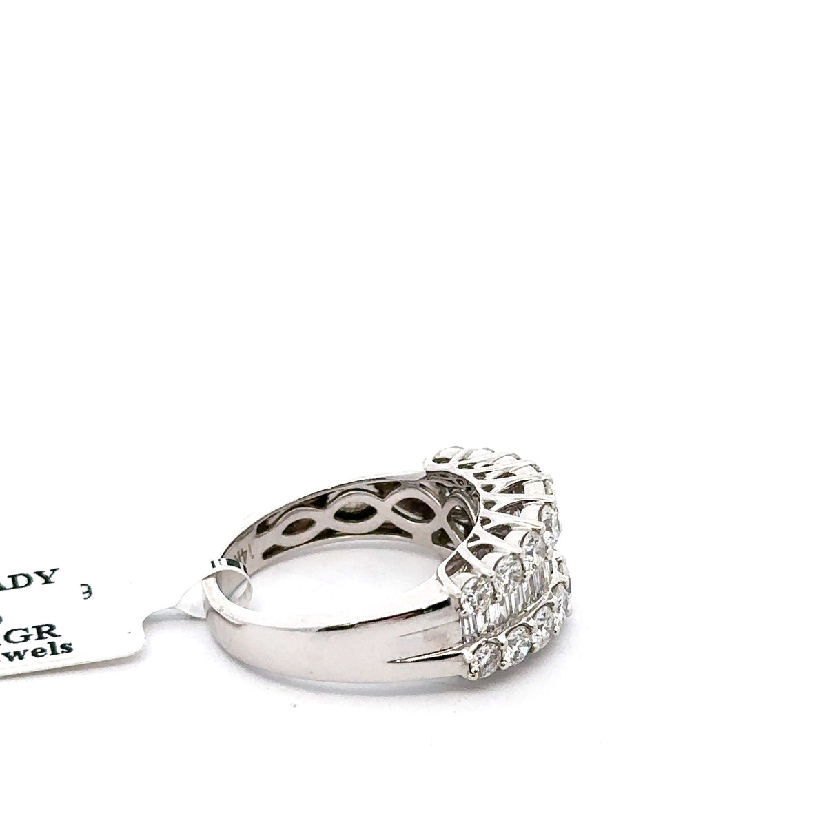 Fancy Ladies 14k White Gold 2.35CT Diamond Band 6.1g Size 7 S16176