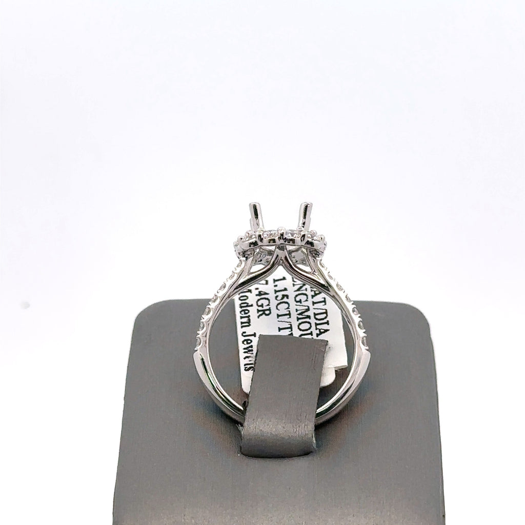 Platinum 1.00CT Diamond Halo Engagement Ring Mounting, 7.4gm, Size 6.5, S16188