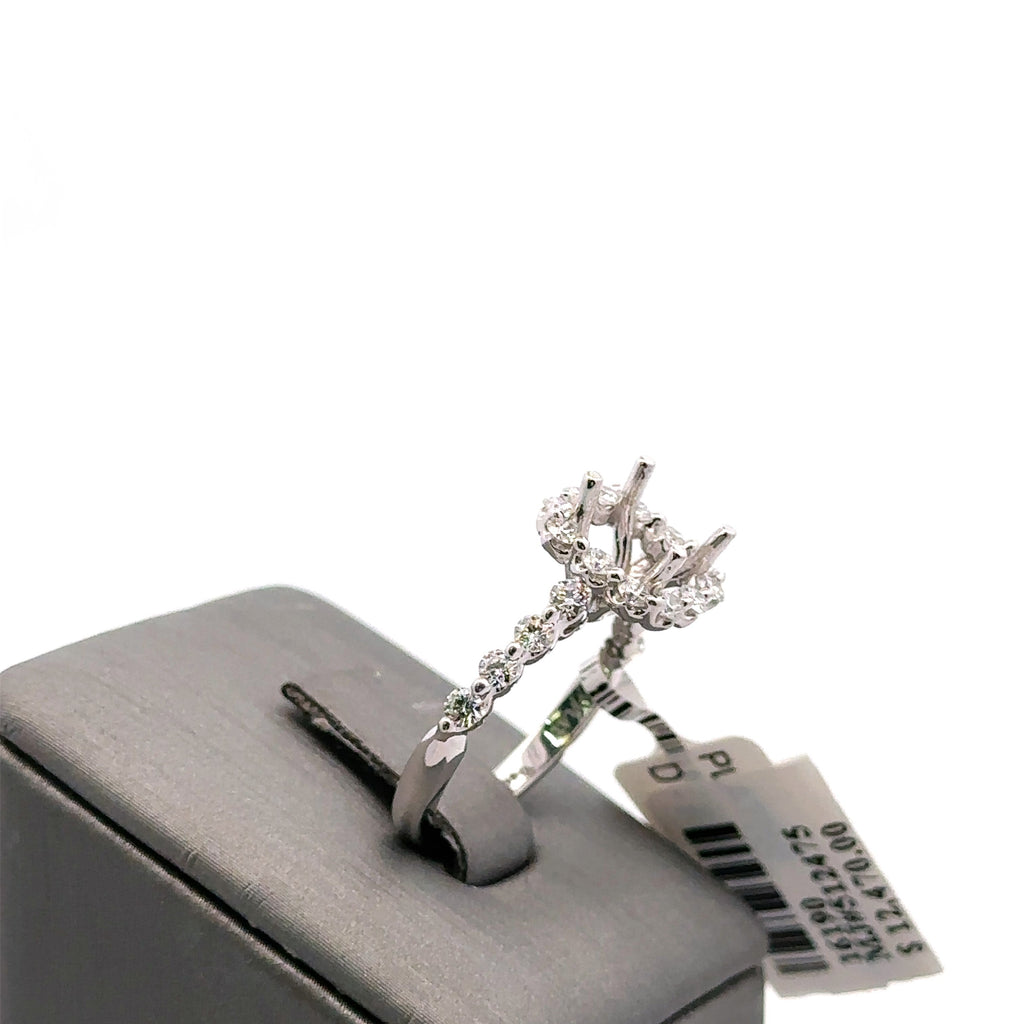 Platinum 1.00CT Diamond Halo Engagement Ring Mounting, 6.6gm, Size 6.25, S16190