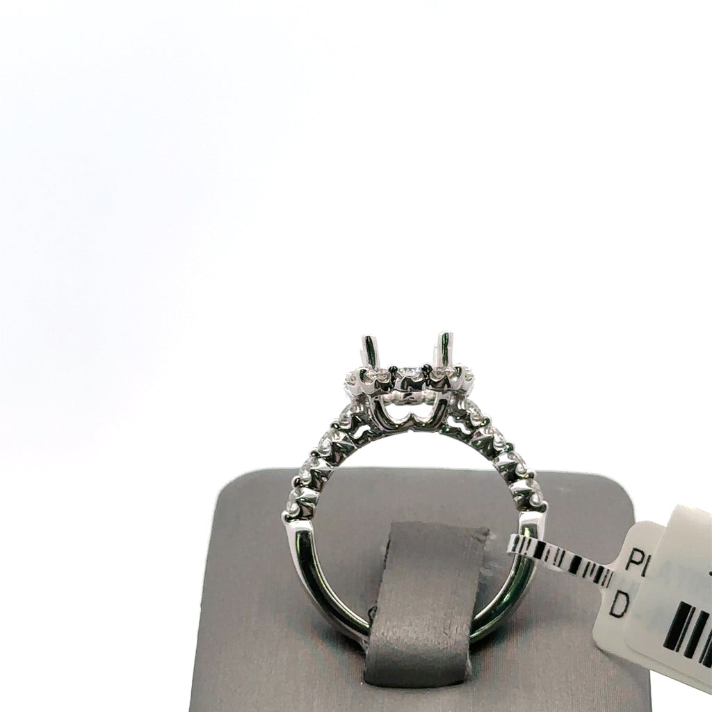 Platinum 1.00CT Diamond Halo Engagement Ring Mounting, 6.6gm, Size 6.25, S16190