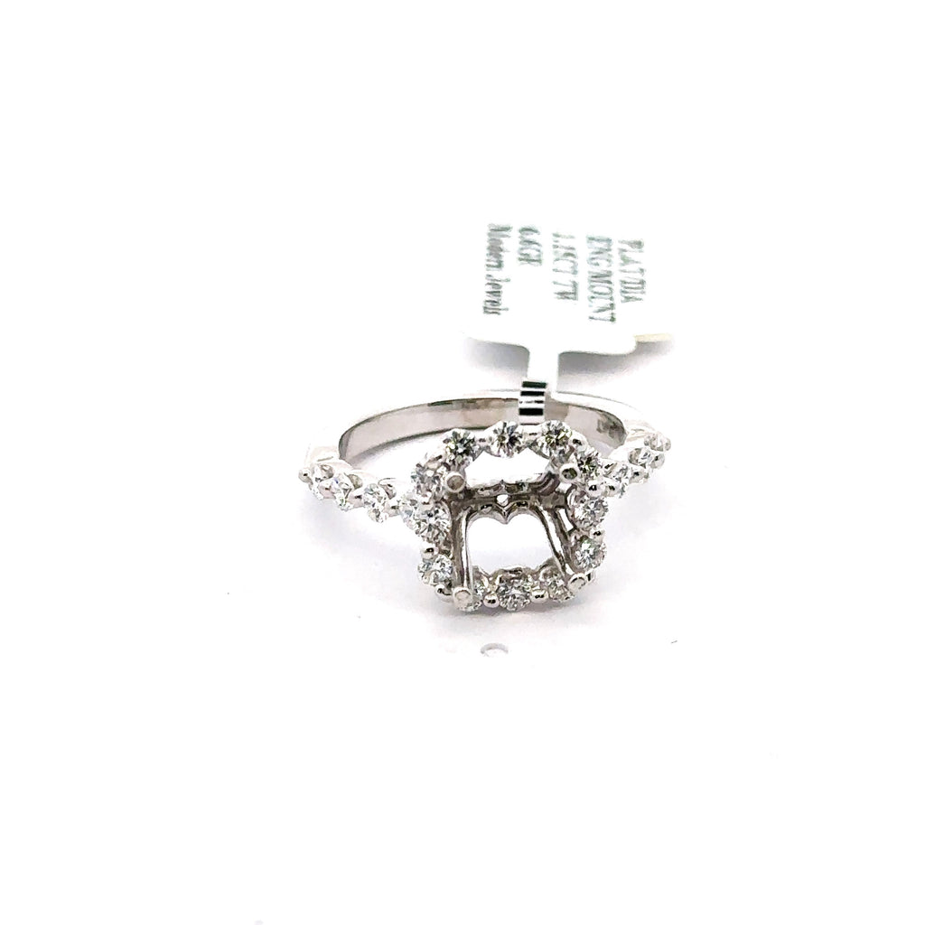Platinum 1.00CT Diamond Halo Engagement Ring Mounting, 6.6gm, Size 6.25, S16190
