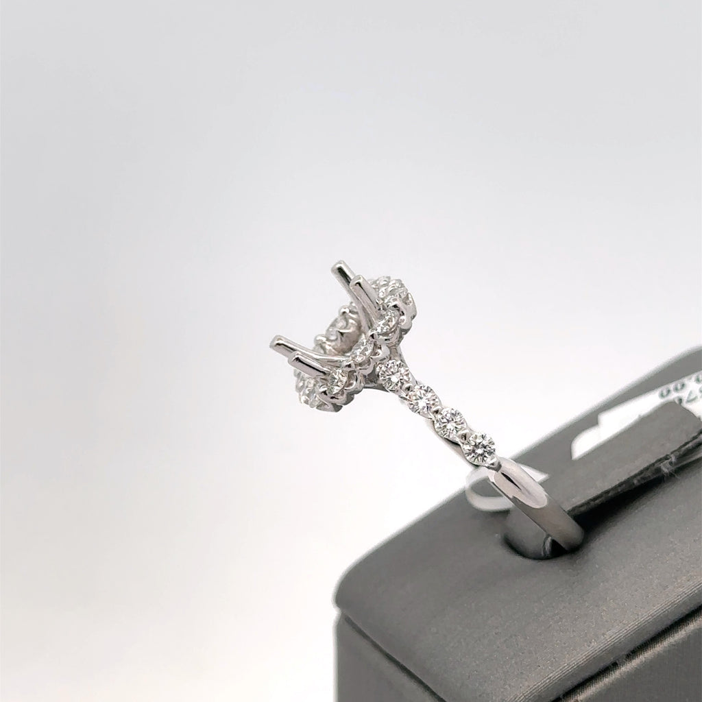 Platinum 1.10CT Diamond Halo Engagement Ring Mounting, 7.2gm, Size 7, S16186