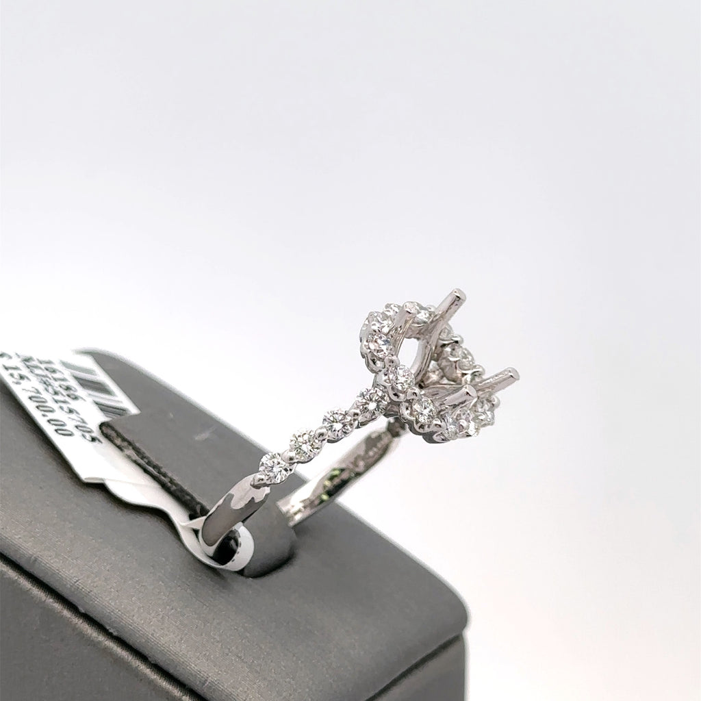 Platinum 1.10CT Diamond Halo Engagement Ring Mounting, 7.2gm, Size 7, S16186