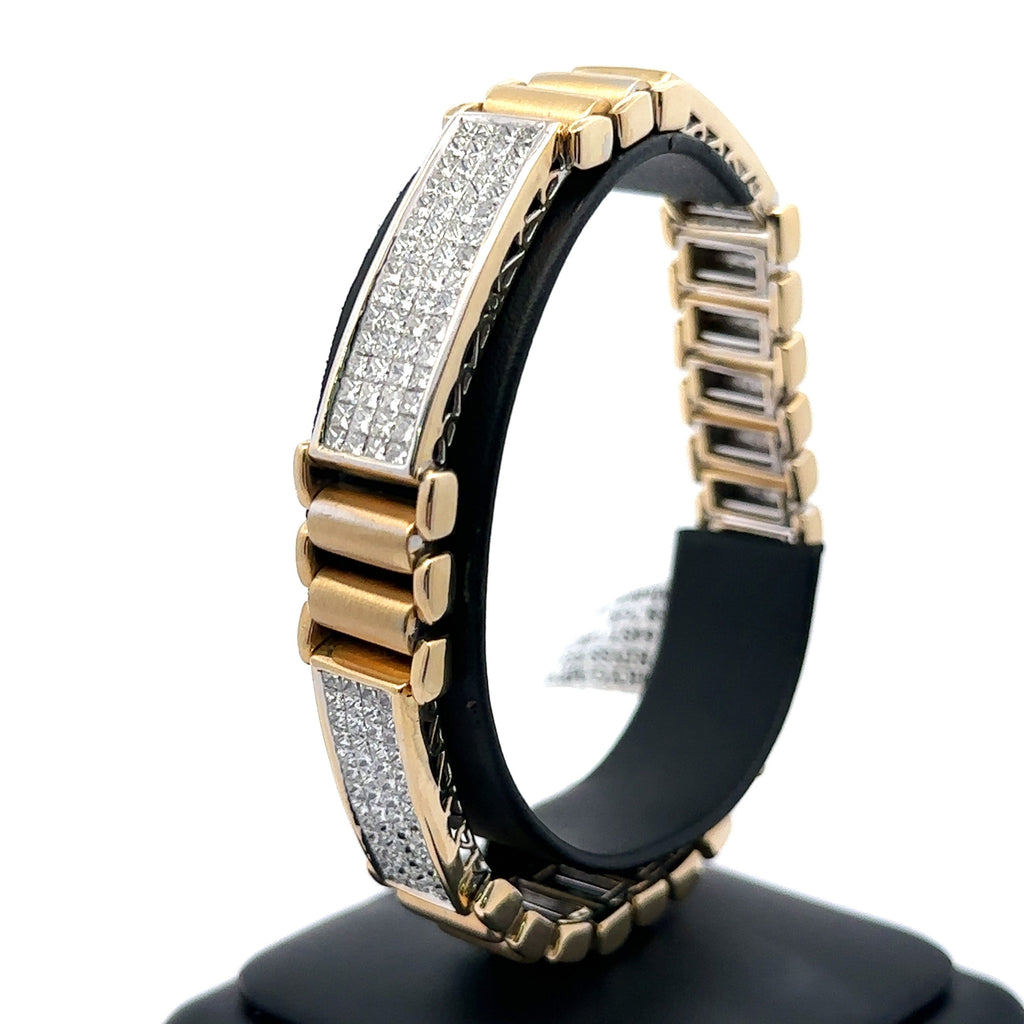 14k Yellow Gold 6.50Ct Men's Diamond Bracelet, 8.5", 58.7g, S107865