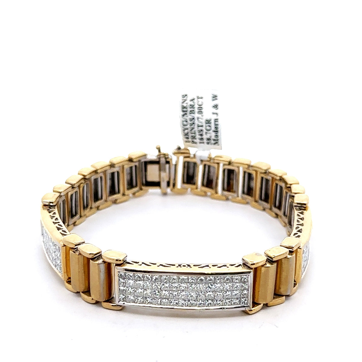 14k Yellow Gold 6.50Ct Men's Diamond Bracelet, 8.5", 58.7g, S107865