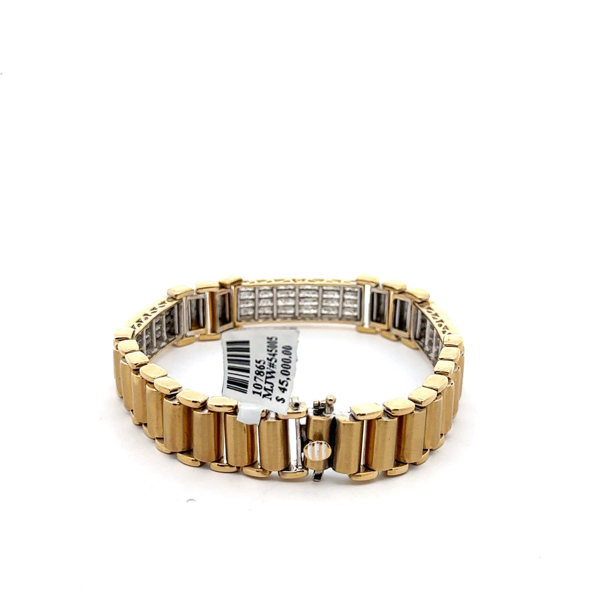 14k Yellow Gold 6.50Ct Men's Diamond Bracelet, 8.5", 58.7g, S107865