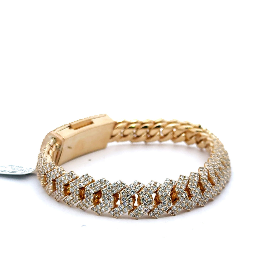 14k yellow Gold 10.00 CT lab grown Diamond Cuban Bracelet 99.4g, 8", S108029