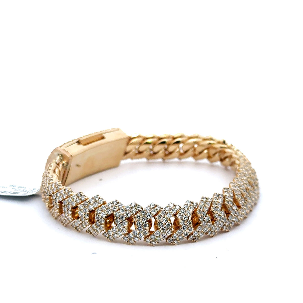 14k yellow Gold 10.00 CT lab grown Diamond Cuban Bracelet 99.4g, 8", S108029