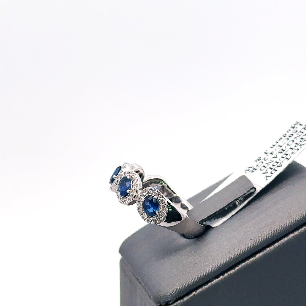 14K White Gold 1.35CT Diamond & Sapphire Band, 4.2gm, Size 7.25, S108034