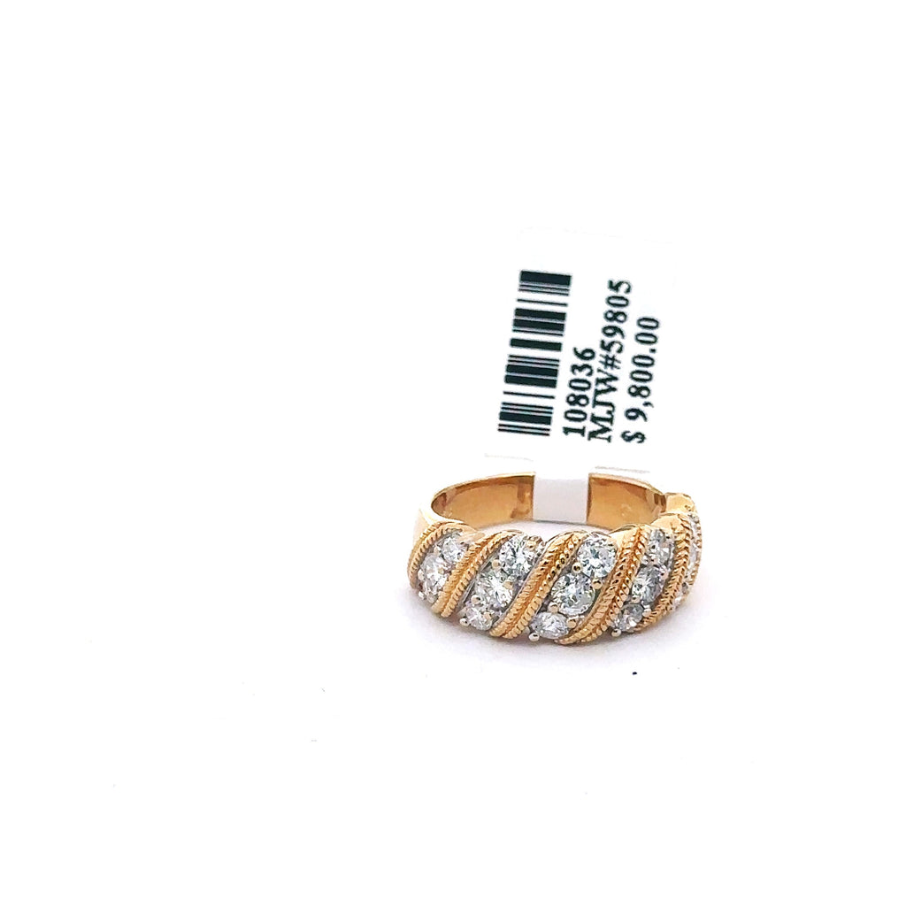 18k Yellow Gold 0.85CT Ladies Diamond Band, 7.1gm Size 6. S108036
